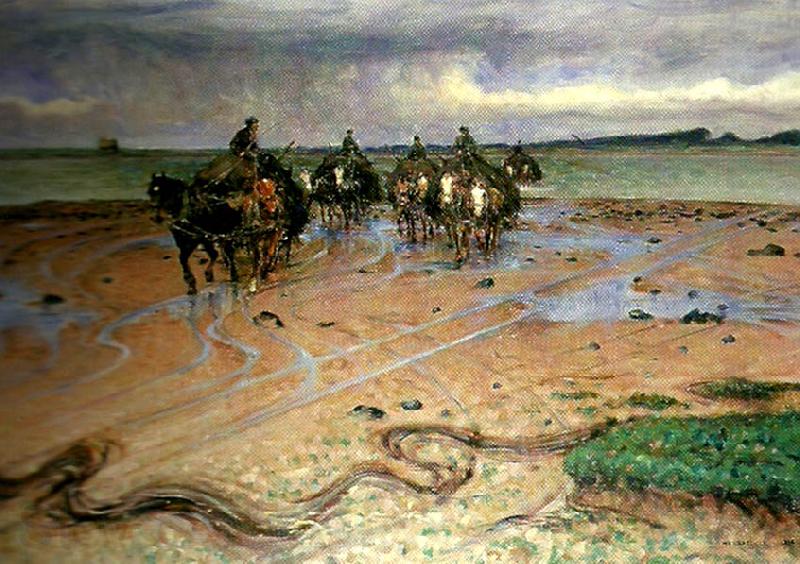 Nils Kreuger tangkorare vid hallandska kusten Norge oil painting art